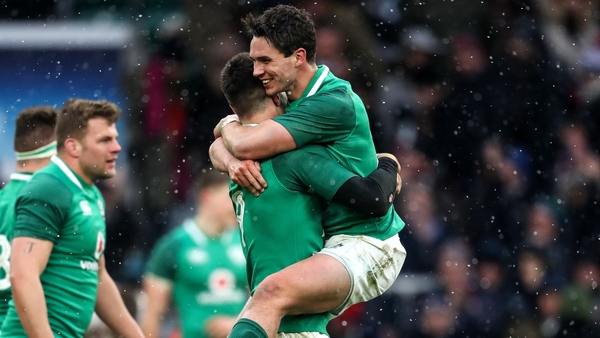 Joey Carbery celebrates at the final whistle