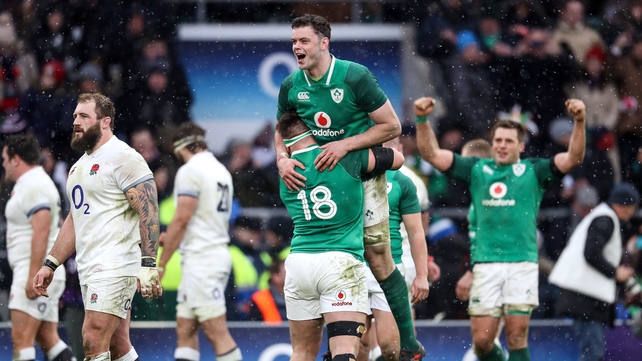 James Ryan jumps on Andrew Porter at the full-time whistle