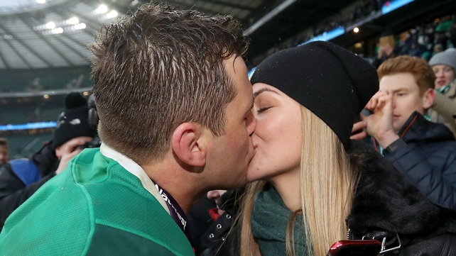 CJ Stander embraces his wife Jean-Marie