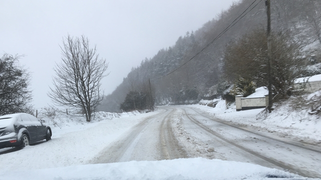 A snowy road in Crooksling, Co Dublin