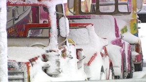 City centre Dublin under a white blanket of snow
