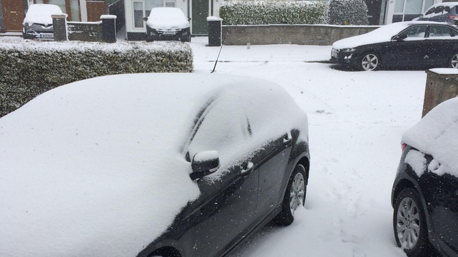 A car covered in snow in Rathfarnham, Dublin