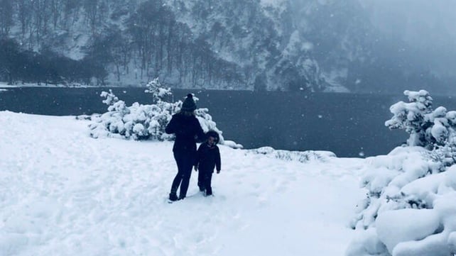 Visiting the lake at Glendlough on a snowy St Patrick's weekend
