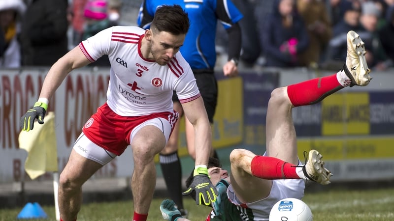 Mayo's Conor Loftus and Tyrone's Padraig Hampsey