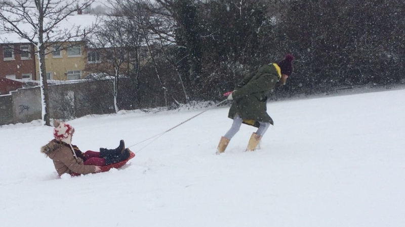 Snow sledging in Killiney, Co Dublin