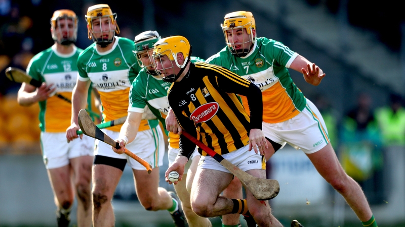 Richie Leahy is pursued by a host of defenders in Kilkenny's two-point win over Offaly in O'Connor Park