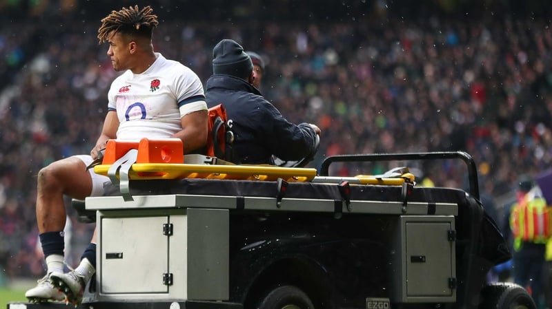 Anthony Watson leaves the field at Twickenham