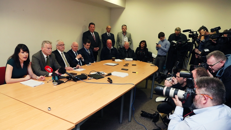 The 'hooded men' appear at a news conference after today's judgment by the European Court of Human Rights