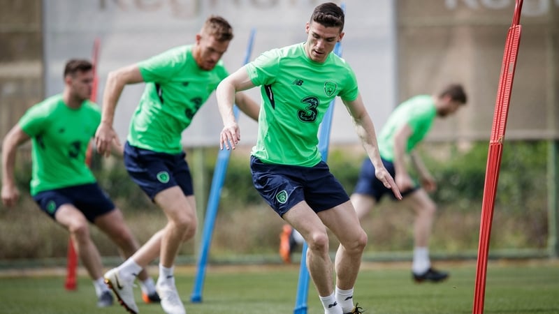 Darragh Lenihan being put through his paces in the Republic of Ireland training session