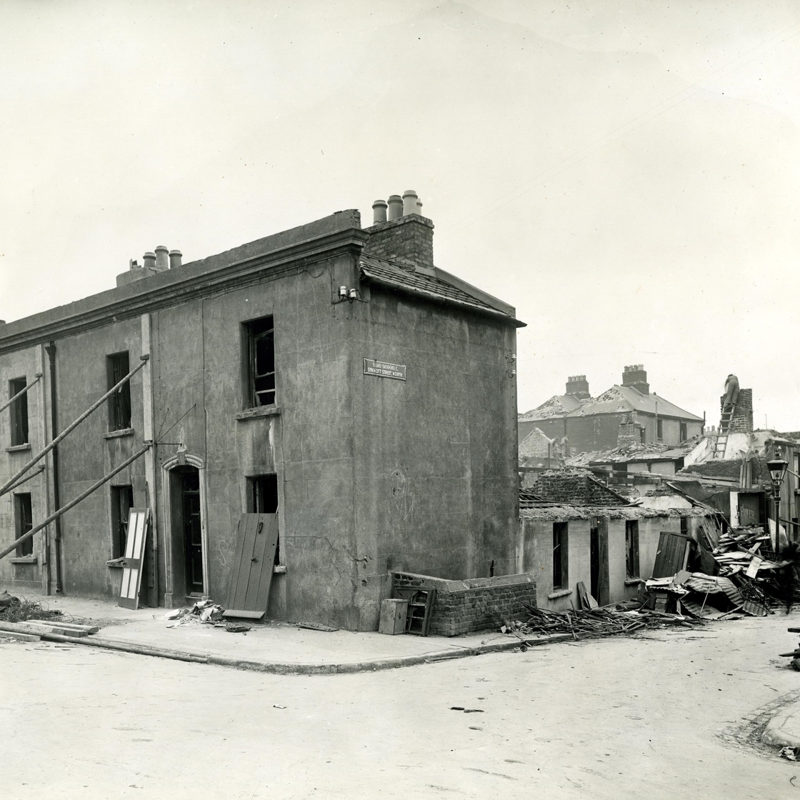The aftermath of the North Strand bombings. Photo: Dublin City Library and Archive