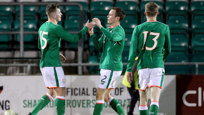 Ronan Hale, left, celebrates his goal with Ireland U21 team-mates