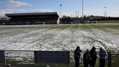 Snow on the pitch in Inniskeen