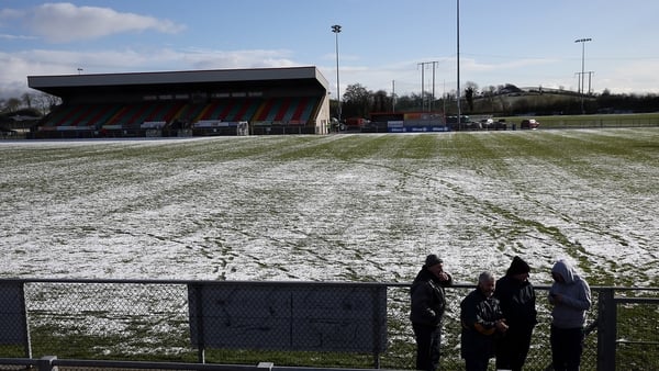 Snow on the pitch in Inniskeen