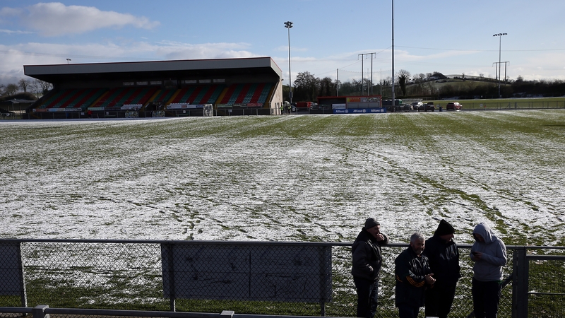 Snow on the pitch in Inniskeen