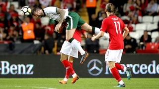 Shane Duffy wins a header