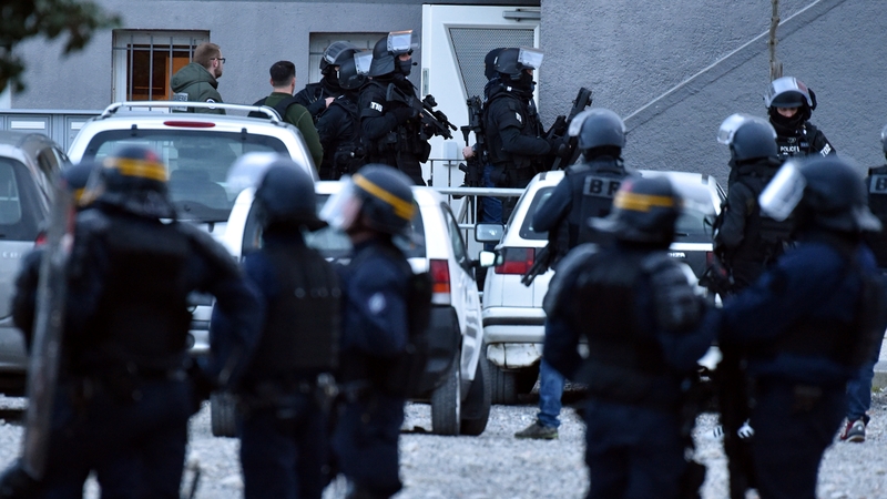 Police raid the apartment of Redouane Ladkim in the Ozanam district of Carcassonne, France