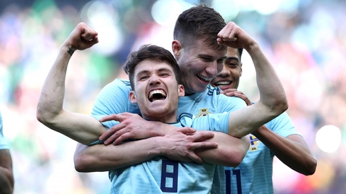 Paul Smyth celebrates his winning goal for Northern Ireland