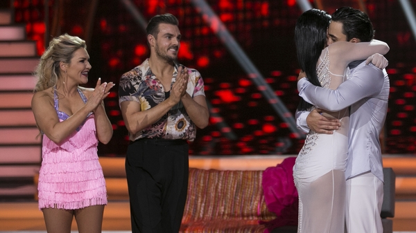 Erin McGregor and Ryan McShane congratulate Jake Carter and Karen Byrne on making it through to the final