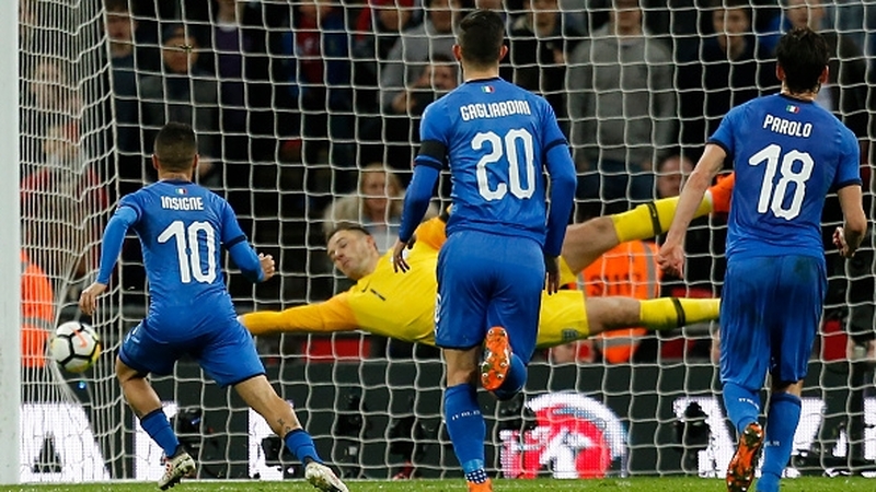 Lorenzo Insigne scores from the penalty spot for Italy