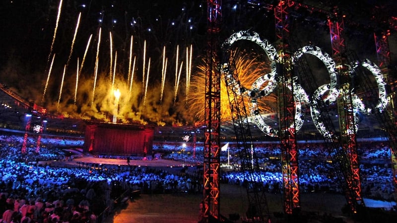 Fireworks blaze at the opening ceremony of the 2006 Turin Winter Games
