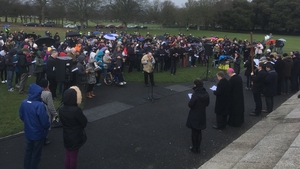 People gather for the Way of the Cross at the Phoenix Park in Dublin