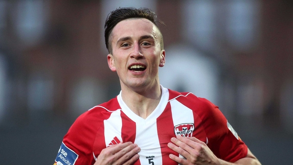 Aaron McEneff celebrates scoring the opening goal for Derry City against St Pat's