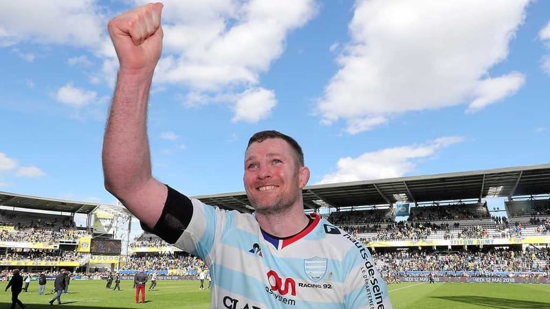 Donnacha Ryan celebrates Racing's win