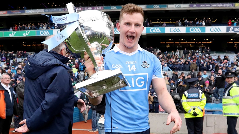 Ciarán Kilkenny celebrates with the trophy