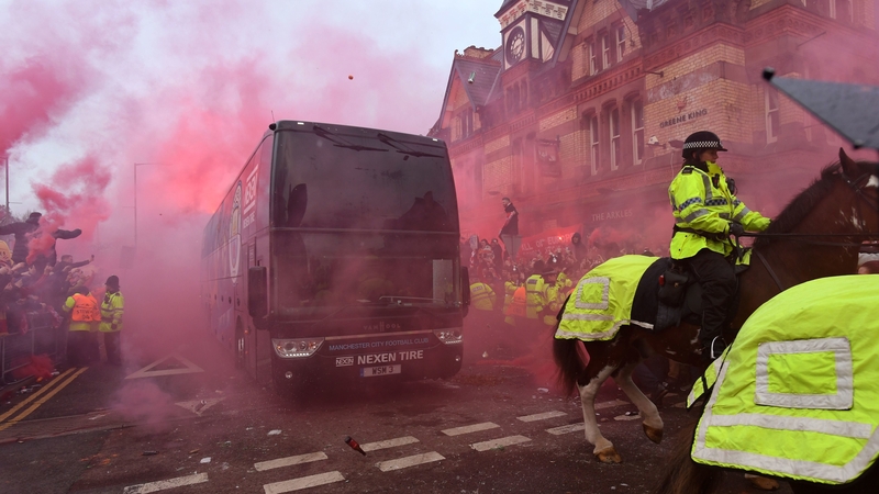 The Manchester City bus was pelted with missiles by supporters outside Anfield
