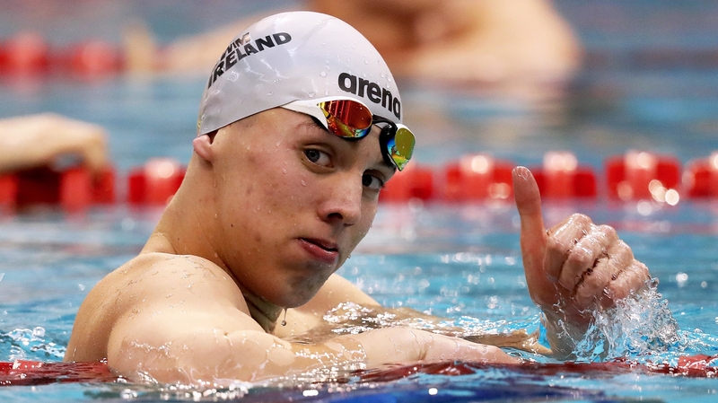 Darragh Greene sets the best time in the 200 breaststroke