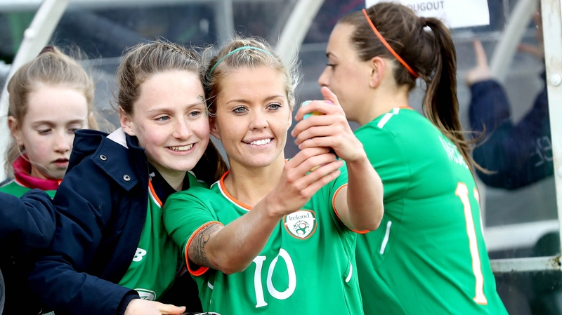 The Republic of Ireland's Denise O'Sullivan gets a selfie with fans