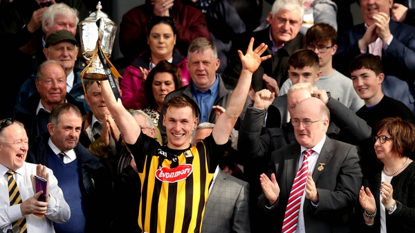 Kilkenny's Cillian Buckley lifts the trophy