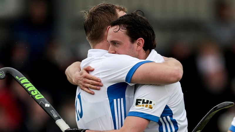 Luke Madeley and Mitch Darling celebrate Three Rock Rovers' glory