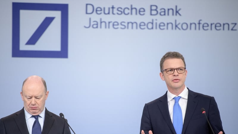 Deutsche Bank's outgoing CEO John Cryan (left) and new CEO Christian Sewing