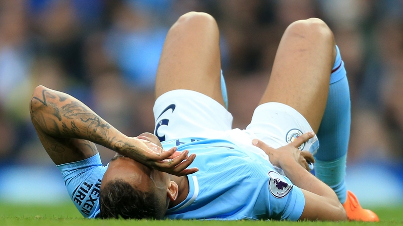 Manchester City defender Danilo reacts to the 3-2 derby defeat to United