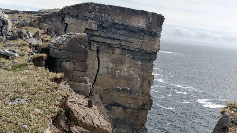 Locals say around 60 metres along the top of the cliff subsided