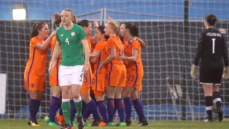 Ireland's Louise Quinn dejected after conceding they first goal of the game