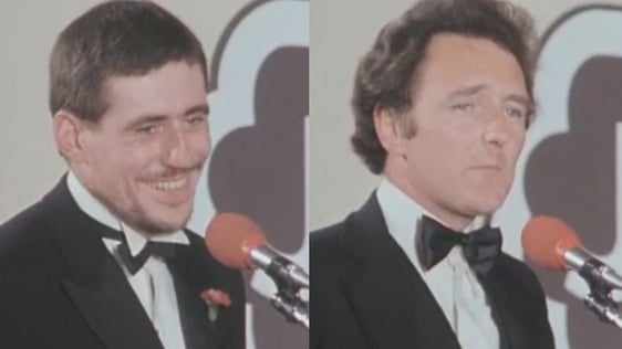 Gabriel Byrne and Mike Murphy at the Jacob's Awards (1980)