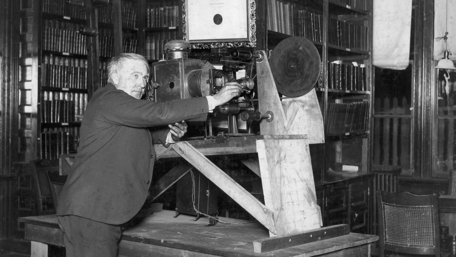Thomas Edison and his movie projector