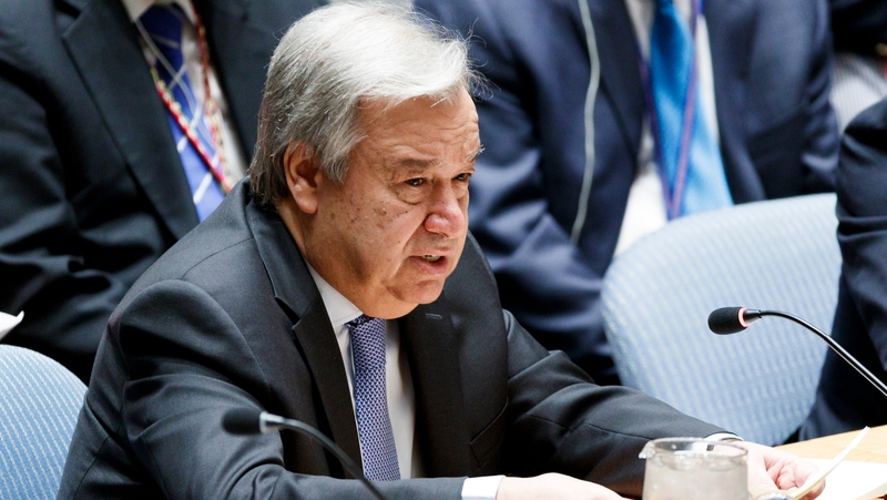 United Nations Secretary-General Antonio Guterres addresses the United Nations Security Council meeting