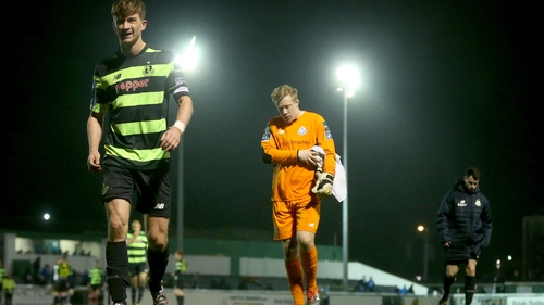 A dejected Rovers captain Ronan Finn leaves the pitch following the 1-0 defeat in Bray