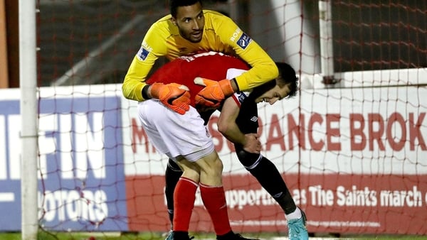 St Patrick's Athletic Jake Keegan and Lawrence Vigoroux of Waterford