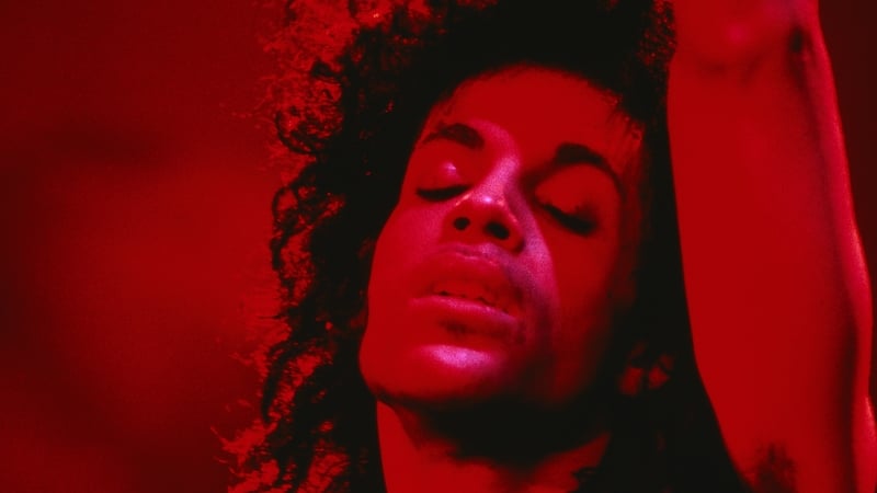 Prince in flight of passion during the Purple Rain tour