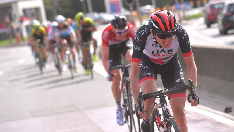 Dan Martin in action before the puncture ruled him out of contention