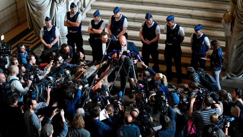 Salah Abdeslam's lawyer Sven Mary speaks to reporters outside court this morning