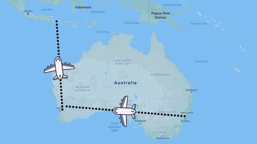 The boy flew from Sydney to Perth and then on to Bali