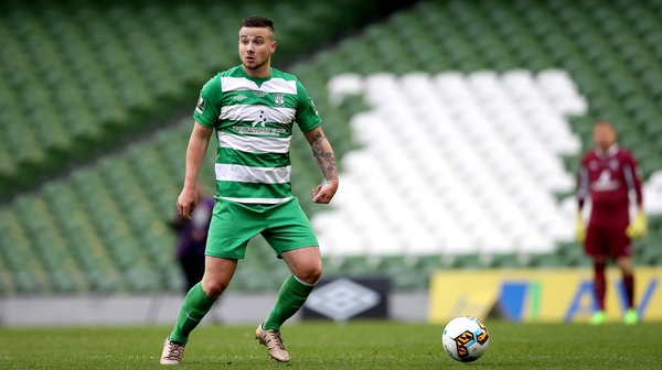 Mikey Drennan in action for his local club Evergreen FC in the 2017 FAI Junior Cup Final at Aviva Stadium
