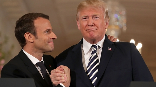 French President Emmanuel Macron and US President Donald Trump at a joint press conference in the White House