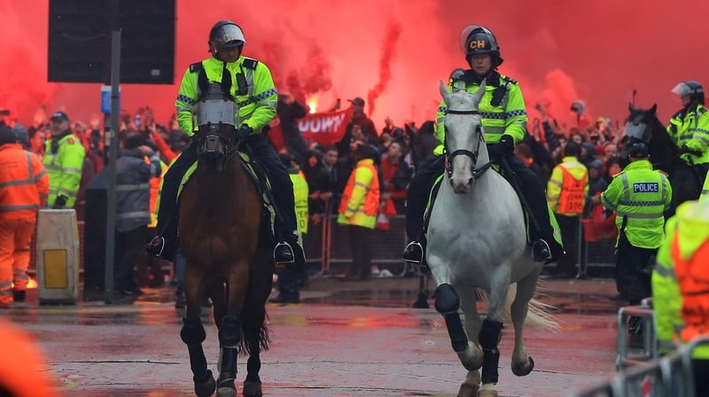 There was a large police presence outside Anfield but not at the area where the attack took place