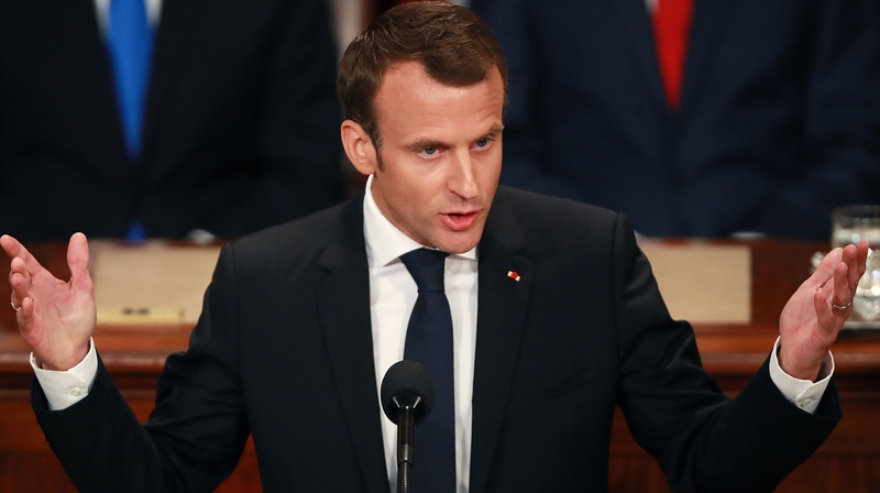 Emmanuel Macron criticised some Trump policies in his Congress speech